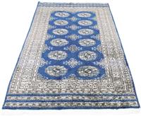Morgenland Wollteppich Pakistan Teppich handgeknüpft blau, rechteckig, 7 mm Höhe