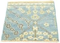 Morgenland Wollteppich Designer Teppich handgeknüpft blau, rechteckig, 6 mm Höhe, handgeknüpft