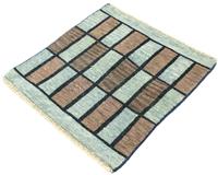 Morgenland Wollteppich Designer Teppich handgeknüpft blau, quadratisch, 6 mm Höhe, handgeknüpft