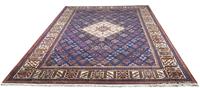 Morgenland Wollteppich Malayer Teppich handgeknüpft blau, rechteckig, 12 mm Höhe