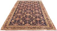 Morgenland Wollteppich Malayer Teppich handgeknüpft blau, rechteckig, 12 mm Höhe, handgeknüpft