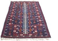 Morgenland Wollteppich Belutsch Teppich handgeknüpft blau, rechteckig, 11 mm Höhe, handgeknüpft