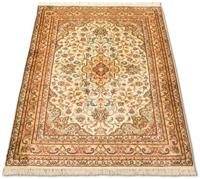 Morgenland Teppich Kaschmir Seide Teppich handgeknüpft beige, rechteckig, 5 mm Höhe