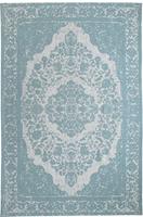 Morgenland Wollteppich Vintage Teppich handgetuftet blau, rechteckig, 8 mm Höhe, Vintage Design