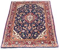 Morgenland Wollteppich Malayer Teppich handgeknüpft blau, rechteckig, 8 mm Höhe, handgeknüpft