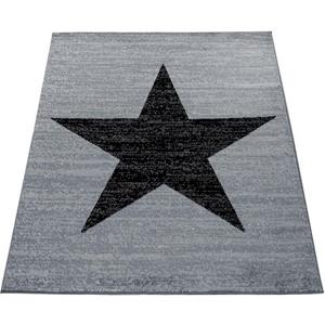 PACO HOME Designer Teppich Stern Muster Modern Trendig Kurzflor Meliert In Grau Schwarz