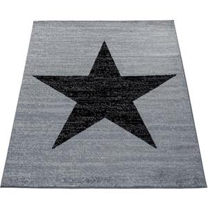 PACO HOME Designer Teppich Stern Muster Modern Trendig Kurzflor Meliert In Grau Schwarz