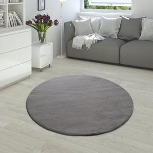 PACO HOME Hochflor Teppich Für Wohnzimmer Softes Kaninchenfell Imitat Kunstfell In Dunkelgrau