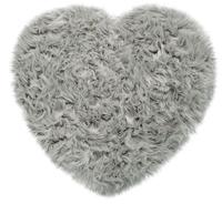 pacohome Paco Home Kunstfell Fellteppich Imitat Sitzkissen Herzform Rund Verschiedene Formen, Grau 80x75 cm Herz-Form