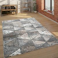 PACO HOME Teppich Wohnzimmer Kurzflor Mit Rauten Muster Vintage Look, Modern Beige Grau 60x100 cm