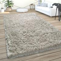 PACO HOME Hochflor Teppich Wohnzimmer Shaggy Pastell Einfarbig Weich Flauschig Grau 60x100 cm