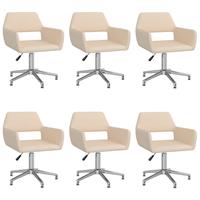 vidaXL Eetkamerstoelen draaibaar 6 st stof crèmekleurig