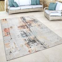PACO HOME Outdoor Teppich Balkon Terrasse Vintage Küchenteppich Muster Abstrakt Beige Creme 200x280 cm