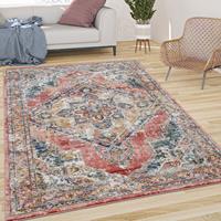 PACO HOME Teppich Wohnzimmer Kurzflor Vintage Pastell Mit Orient Muster Modern Rot Gelb 60x100 cm