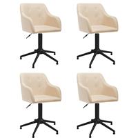 vidaXL Eetkamerstoelen draaibaar 4 st stof crèmekleurig