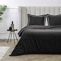 Luna Bedding Uni Piping - Zwart 1-persoons (140 x 220 cm + 1 kussensloop) Dekbedovertrek