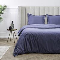 Luna Bedding Uni Piping Kleur: Donkerblauw, 2-persoons (200 x 220 cm + 2 kussenslopen) Dekbedovertrek