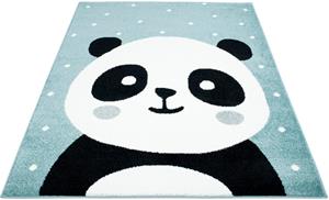 Carpet City Kinderteppich Bubble Kids 1334, rechteckig, 11 mm Höhe, Panda Bär in pastell Farben, Kinderzimmer