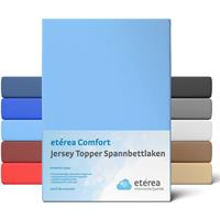 etérea Jersey Topper Spannbettlaken Spannbetttuch, 200x200 - 200x220 cm Hellblau