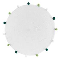 Orange85 Decoratief Rond Kleed - Wit - Groene Pompons - 90 Cm