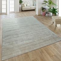 PACO HOME Teppich Handgefertigt Hochwertig Baumwolle Viskose Elegant Meliert In Uni Beige 80x150 cm