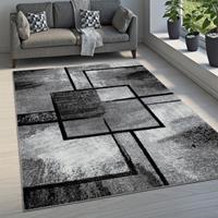 PACO HOME Teppich Wohnzimmer Vintage Kurzflor Modernes Geometrisches Muster Abstrakt Grau 120x170 cm