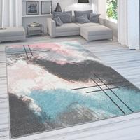 PACO HOME Designer-Teppich Für Wohnzimmer, Pastellfarben, Farbverläufe, Abstrakt In Rosa 60x100 cm