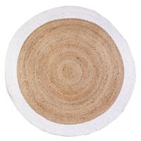 4Goodz Vloerkleed Jute 2-tone Rond Ø 120 Cm - Bruin/wit