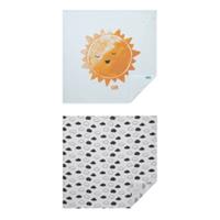 Hibboux Tagesdecken Musselin 75x75 Sun - Cloud  2er Set weiß Gr. 75 x 75