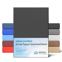 etérea Jersey Topper Spannbettlaken Spannbetttuch, 200x200 - 200x220 cm Schwarz