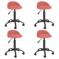 vidaXL Eetkamerstoelen draaibaar 4 st fluweel roze