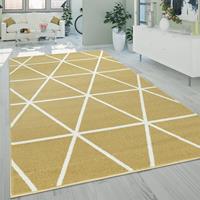 PACO HOME Kurzflor Wohnzimmer Teppich Modern Geometrisches Design Rauten Muster In Gelb 60x100 cm
