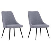 vidaXL Eetkamerstoelen 2 st stof lichtgrijs