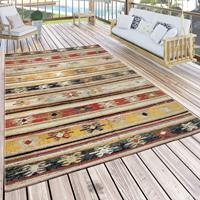 PACO HOME In- & Outdoor Teppich Modern Jelle Print Terrassen Teppich Gelb Ø 200 cm Rund