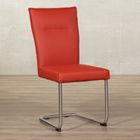 ShopX Leren eetkamerstoel retro rood, rood leer, rode keukenstoelen