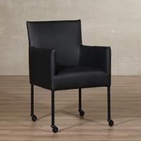 ShopX Leren eetkamerstoel desire zwart, zwart leer, zwarte keukenstoelen