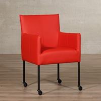 ShopX Leren eetkamerstoel desire rood, rood leer, rode keukenstoelen