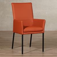 ShopX Leren eetkamerstoel royal met armleuning bruin, bruin leer, bruine keukenstoelen