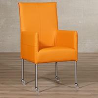 ShopX Leren eetkamerstoel spark oranje, oranje leer, oranje keukenstoelen