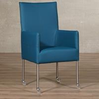 ShopX Leren eetkamerstoel spark turquoise, turquoise leer, turquoise keukenstoelen