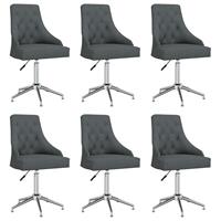 vidaXL Eetkamerstoelen draaibaar 6 st stof donkergrijs