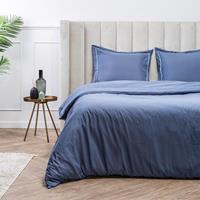 Luna Bedding Uni Piping - Donkerblauw 1-persoons (140 x 220 cm + 1 kussensloop) Dekbedovertrek