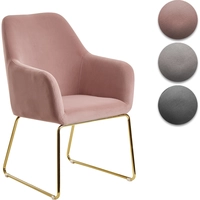 Wohnling Esszimmerstuhl Samt Rosa Küchenstuhl mit goldenen Beinen Schalenstuhl Stoff Metall Polsterstuhl