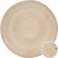 PACO HOME Teppich Rund Wohnzimmer Jute Boho Ethno Muster Modern Handgefertigt Naturteppich 80 cm Rund, Elfenbein 2