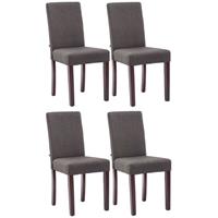 CLP 4er Set Esszimmerstuhl Ina Stoff-dunkelgrau-Cappuccino