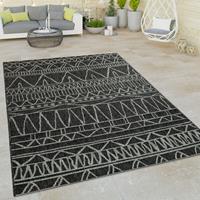 PACO HOME In- & Outdoor Flachgewebe Teppich Modern Ethno Muster Zickzack Design Schwarz 80x150 cm - 
