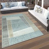 PACO HOME In- & Outdoor Terrassen Teppich Geometrisches Design Pastell Braun Beige Grau 60x100 cm - 