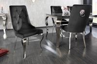 Invicta Interior Eetkamerstoel Modern Barock Zwart Fluweel - 41504