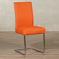 ShopX Leren eetkamerstoel remix oranje, oranje leer, oranje keukenstoelen