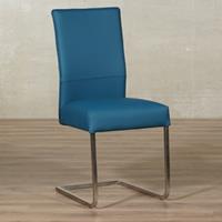 ShopX Leren eetkamerstoel remix turquoise, turquoise leer, turquoise keukenstoelen